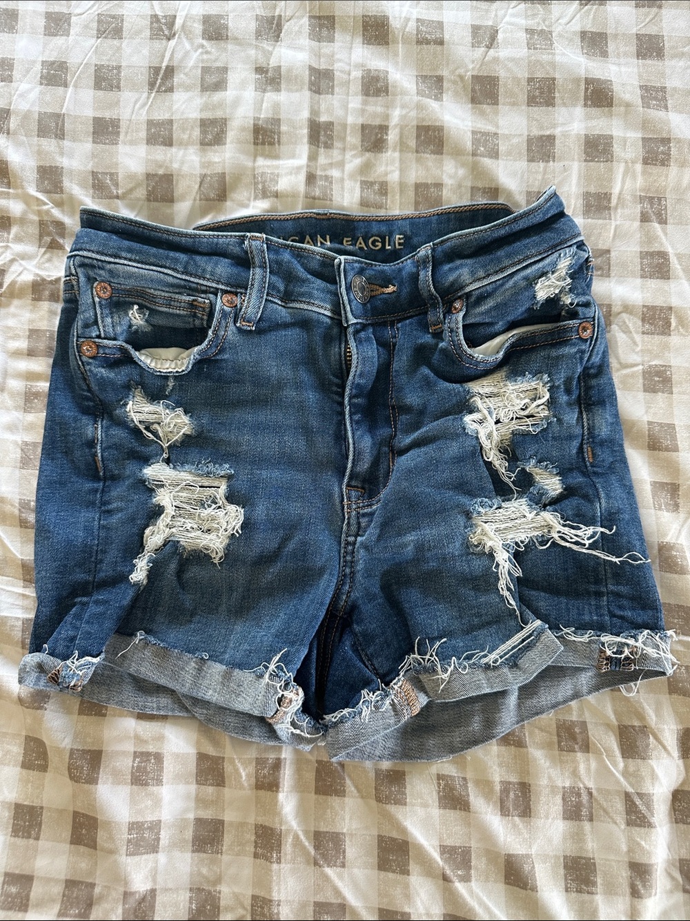American Eagle Outfitters Ripped Indigo Jean Shorts